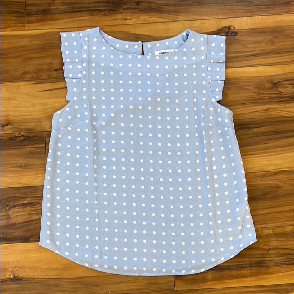 Blue Polka Dot Sleeveless Top